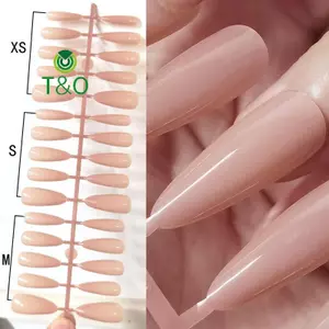 30 Cái Đơn Giản Màu Da Hồng Móng Tay Giả Bộ Móng Tay Dài Giả Bấm Móng Tay Trên Móng Tay Full Cover Dụng Cụ Làm Móng Tay [Mới]