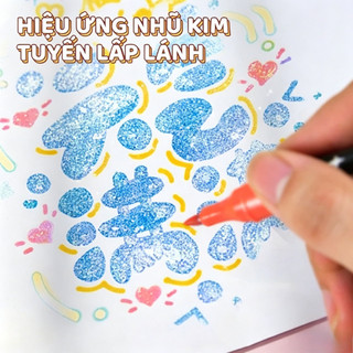 Bút Hai Màu Lấp Lánh đầu Mềm Cho Trẻ Em Khô Nhanh, Nhũ Kim Loại Bút Acrylic Vẽ Sổ Tay