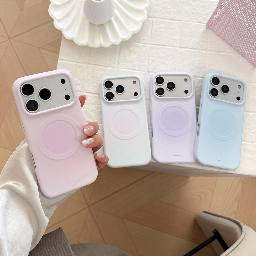 Ốp lưng iPhone mờ màu Macaron phù hợp với iPhone 17 Pro Max, 17, 16, 15, 14, 13 với phong cách đính kèm từ tính