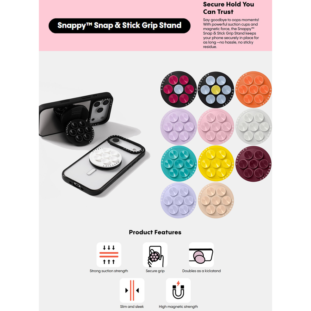 SnappyTM Giá đỡ Snap & Stick cho vỏ điện thoại tương thích từ tính