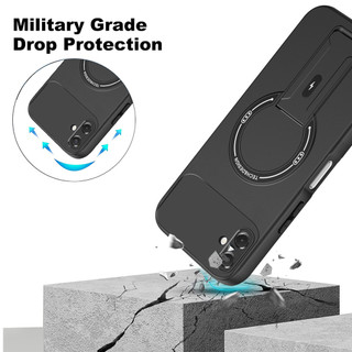 Dành cho Samsung Galaxy A05 4G / A06 / A07 4G Ốp điện thoại cứng cảm giác da có chân đế ẩn Vỏ từ tính cạnh mềm Vỏ mỏng chống sốc