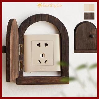 [COD] Vỏ bảo vệ công tắc EARTHLYCO, Khung trang trí ổ cắm gia dụng bằng gỗ, Hộp nút gắn tường sáng tạo Phòng khách chống sốc dán