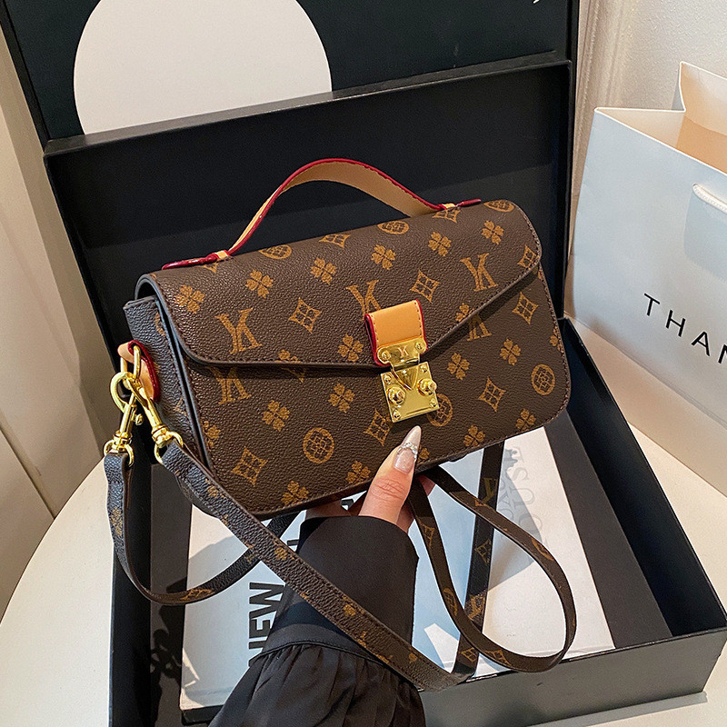New women's bag with contrasting colors and vintage print, small square bag, elegant ladies' shoulder and crossbody bag