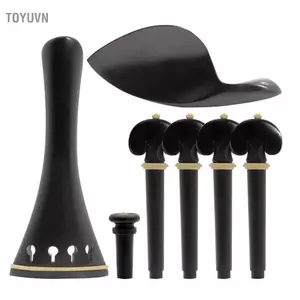 toyuvn fangzi 4/4 Bộ Phụ Kiện Violin Bộ Gỗ Mun với Đuôi Cằm Còn Lại Cuối Pin Điều Chỉnh Chốt