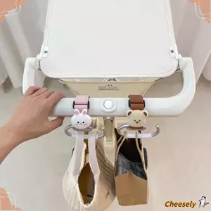Kẹp Xe Đẩy CHEESELY, Thiết Kế Gấu Dễ Thương Kẹp Carabiner Lớn Móc Xe Đẩy, Chất Liệu Da Chống Trơn Trượt Dây Đeo Móc Treo Xe Đẩy Phụ Kiện