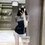 Áo thun nữ ngắn tay hai mảnh giả màu đen Mùa hè 2026 Phong cách mới fhk Chic Hàng hóa châu Âu cao cấp Áo ngắn mặc dạo phố dành cho nữ