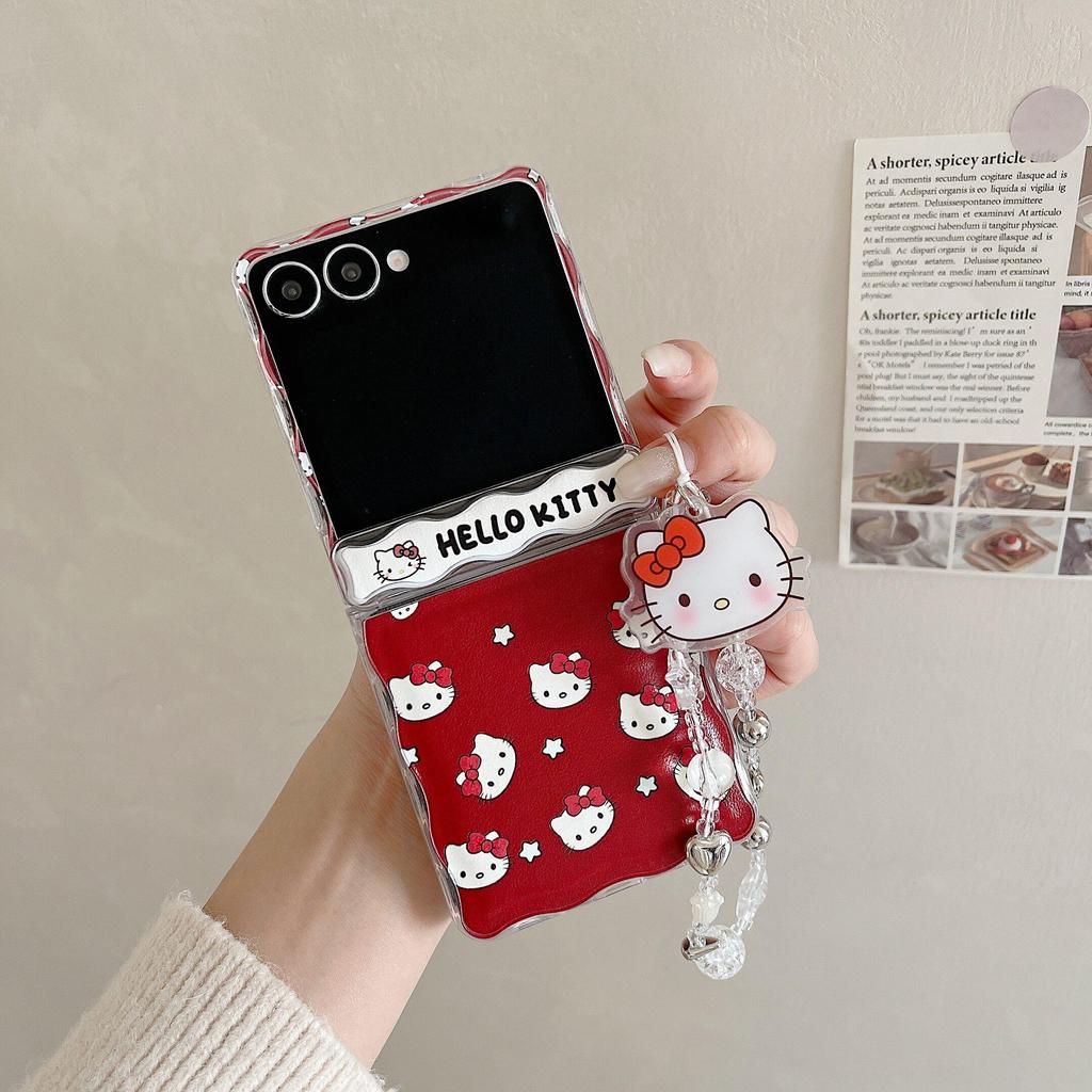 Thích Hợp Cho Samsung Galaxy ZFlip7 ZFlip6 Hoạt Hình Dễ Thương KT Avatars Thỏ Dễ Thương Cáo Nhỏ Vỏ Điện Thoại Dây Gấp Vỏ Cứng Cho Z Flip 7 6 5 5G Vỏ Bảo Vệ
