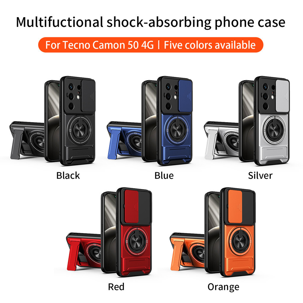 Ốp Điện Thoại Đa Năng Sang Trọng Thích Hợp Cho Tecno Camon 50 Pro 30 40 4G 5G Dây 360°Giá đỡ vòng có vỏ máy ảnh Vỏ bảo vệ toàn diện chống sốc