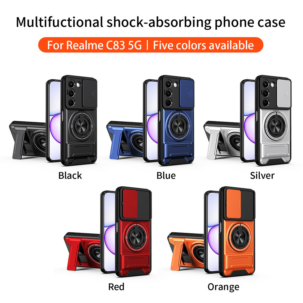 Ốp Điện Thoại Đa Năng Sang Trọng Thích Hợp Cho Realme C83 C85 Pro C71 C67 P4 Lite 5G Dây 360°Giá đỡ vòng có vỏ máy ảnh Vỏ bảo vệ toàn diện chống sốc