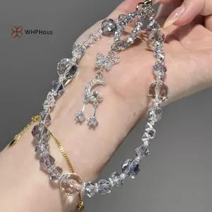 < WHPHous-t > 1 Cái Trong Suốt Đầy Màu Sắc Ngôi Sao Mặt Trăng Dây Điện Thoại Túi Xách Quyến Rũ Móc Khóa Thời Trang Lấp Lánh Pha Lê Hạt Mặt Dây Chuyền Cho Nữ Đẹp