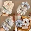 Dây buộc tóc ngọc trai hồng Hoa Scrunchies Dây buộc tóc co giãn cho nữ