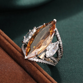 Châu Âu Mỹ ins Phong Cách Mới Mắt Ngựa Zircon Phóng Đại Nhẫn Nữ