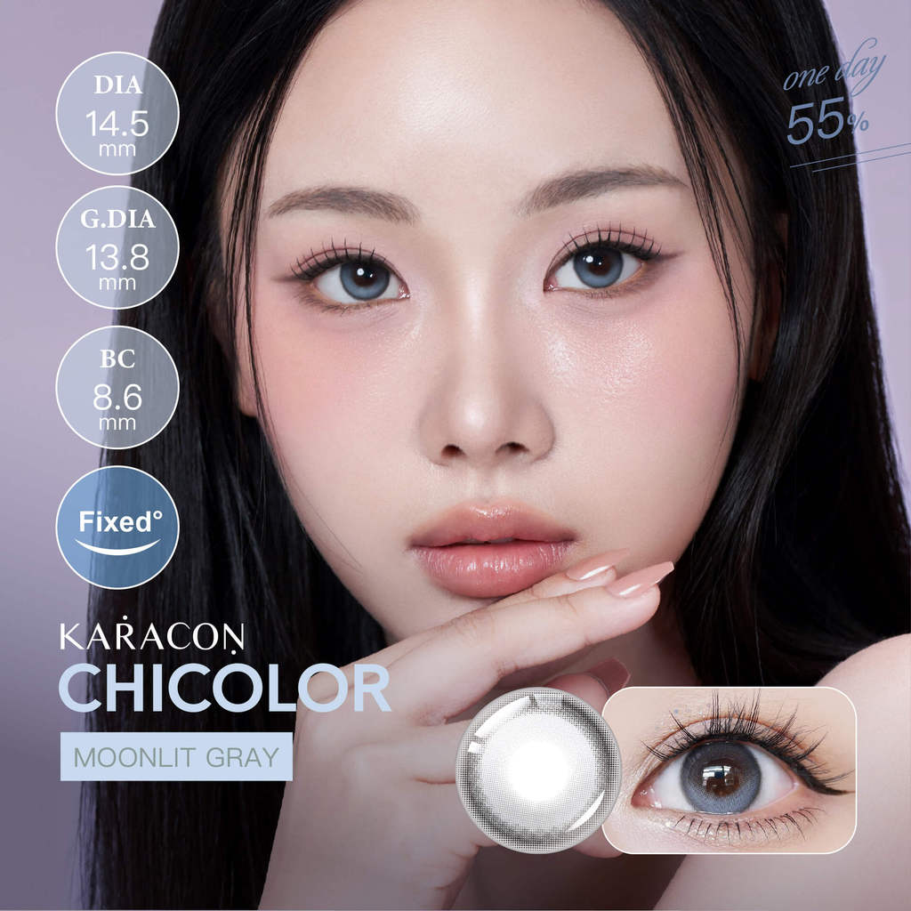 [Lens 1 Ngày] - Lens Highlight Khóa Trục KARACON CHICOLOR - #44 Moonlit Gray (2 Chiếc)