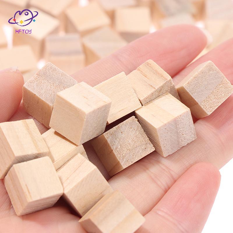 HFTOY 100 Chiếc Chưa Hoàn Thành nk Mini DIY Gỗ Vuông Khối Chắc Chắn Cho Đồ Gỗ Thủ Công ~