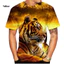 Áo thun nam ngắn tay khô nhanh thường ngày Fierce Tiger 3D In hình động vật Tee, Áo cổ tròn mùa hè
