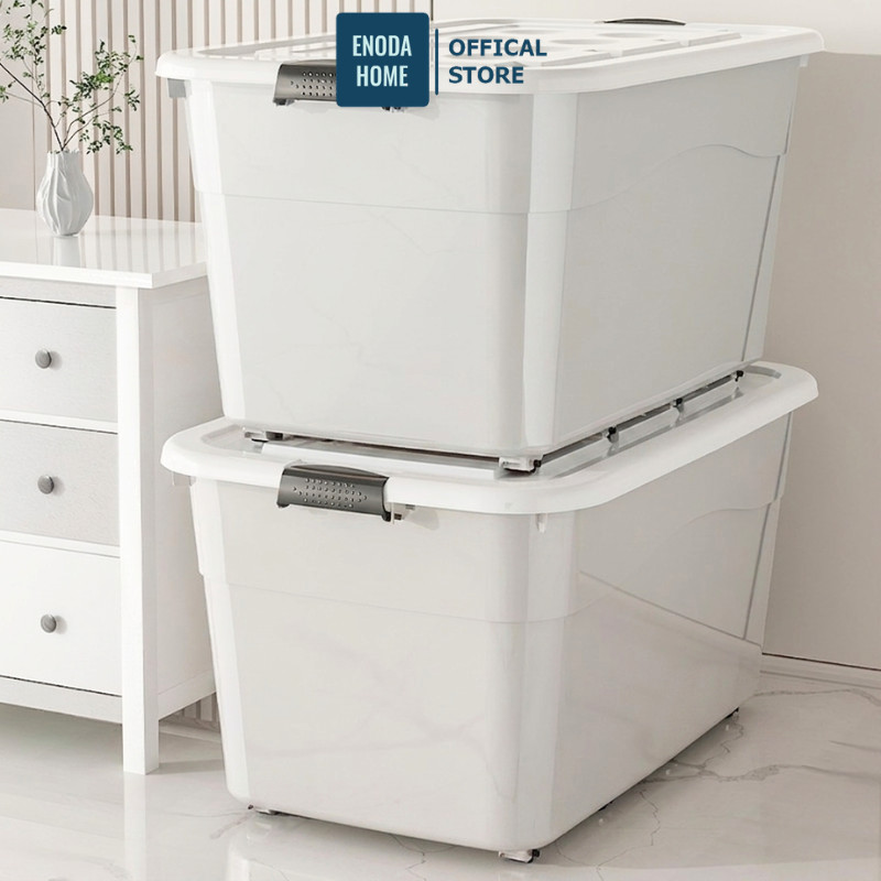 Thùng Đựng Đồ Lớn 90L - 135L Có Nắp ENODA HOME, Thùng Nhựa Đựng Đồ Chơi, Quần Áo Cực Lớn Có Bánh Xe Q010