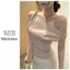 Milyfashion Thể Hiện Cơ Thể Pure Desire Nút Bướm Slanted Vai Streamer Áo Thun Mùa Hè Slim-fit Slimmer Nhìn Không Tay Top Phong Cách Mới XLQ2