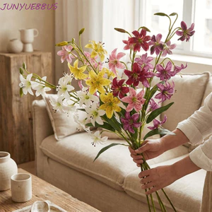 JUNYUE88US Nhánh hoa nhân tạo, Hoa giả thực tế bằng nhựa, Đạo cụ chụp ảnh Cảm ứng thực Vật xanh Mô phỏng thủ công Trang trí tiệc hoa lụa