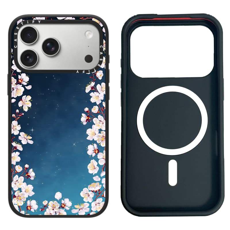CASECASE X Night Sakura Ốp Lưng Máy Ảnh Trắng Vòng Phiên Bản Mờ Đen Cứng Hút Từ Tính Tác Động Dành Cho Apple IPhone 13 14 15 16 17 Pro Max Air Plus Có Hộp