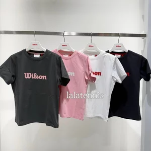 Weisheng Tennis Nam Nữ LOGO Lớn In Hình Thoáng Khí Cổ Tròn Tay Ngắn 200GSM Mềm Mại Chất Lượng Cao Cổ Tròn Áo Thun