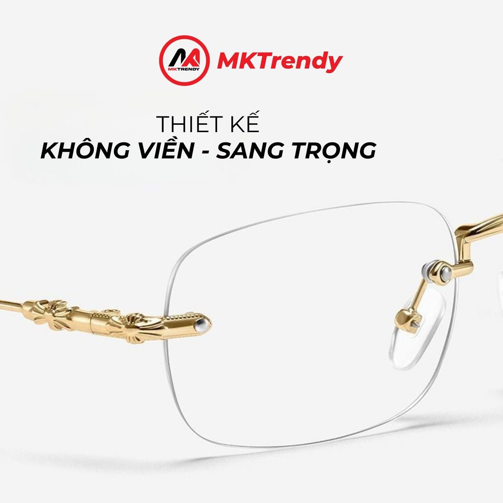 Kính không viền đổi màu MKTRENDY gọng kim loại chống ánh sáng xanh chống tia UV thời trang tổng tài X13