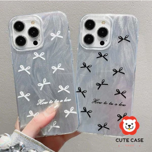 Ốp lưng iphone IMD lông vũ nơ đen trắng 6s/6plus/7/8/plus/x/xs/11/12/13/14/15/pro/max/plus/promax- Awifi Case B1-5
