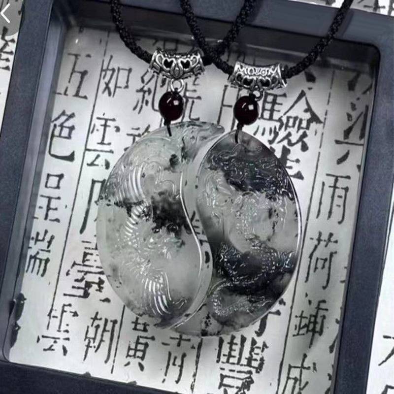Phu 2 chiếc vòng cổ mặt dây chuyền Ngọc Bích Phượng Hoàng Rồng Quà Tặng đôi VN
