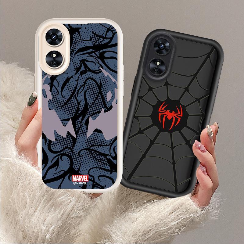 Ốp Lưng Cho OPPO A17 A17K A18 A38 A58 A60 4G Phim Hoạt Hình Silicon Mềm Đáng Yêu Ốp lưng TPU Spider Man Venom Thoáng Mát Mắt Thiên Thần Chống Sốc Ốp Lưng