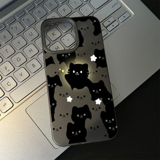 Ốp lưng thư cho iPhone 17 16 15 14 13 12 11 Họa tiết mèo đen trắng lặp lại XS XR XSMAX silicon TPU mềm thoại trầyrơi