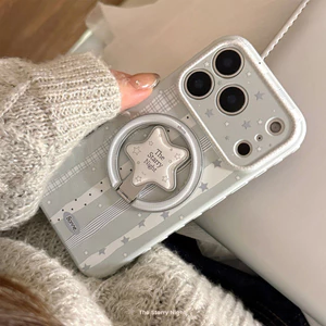Ốp điện thoại IPhone 17 Promax Vỏ bảo vệ Giá đỡ từ tính Kem sọc Blue Star 16Pro 15 PM Vỏ bảo vệ chống sốc