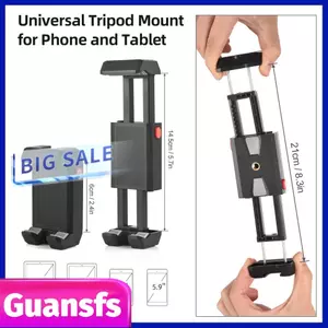 Guansfs Giá đỡ ba chân đa năng cho điện thoại và máy tính bảng Kẹp giữ & miếng đệm có thể điều chỉnh với đế thay thế iPad iPhone 15/14/13