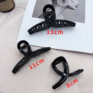 Phụ kiện handmade: Kẹp tóc cá mập đầu chữ thập màu đen, kích thước lớn, phù hợp làm phụ kiện tóc đơn giản