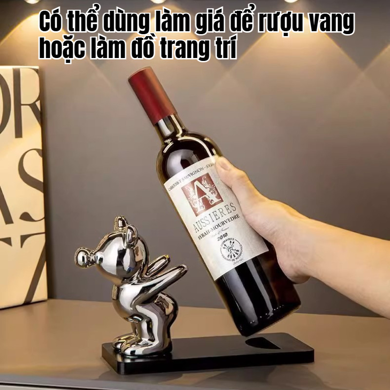 Giá Đỡ Rượu Gấu Bearbrick – Tượng Decor Bàn Học, Phòng Khách, Trang Trí Nhà Cửa, Quà Tặng Phong Cách Nhẹ Sang Trọng