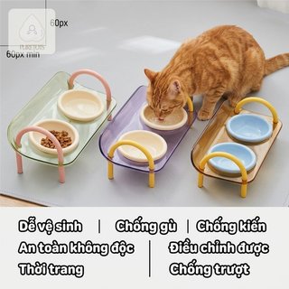 Bát Thú Cưng Có Thể Điều Chỉnh Chiều Cao Bảo Vệ Cổ Chống Trơn Trượt Miệng Rộng BPA Free Dễ Dàng Làm Sạch Cho Mèo Chó