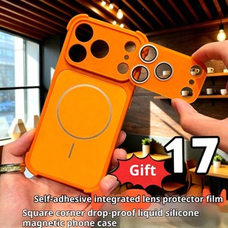 Vỏ bọc ống kính tự dính có thể chuyển đổi mới Vỏ điện thoại từ tính cho iPhone 17 Pro Max 12 13 14 15 16 Pro Max Vỏ mờ Túi khí bốn góc Vỏ chống sốc