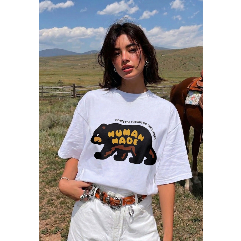 [Full Tag] Áo Thun Họa Tiết Gấu Human Made - 100% Cotton 250GSM Nam Nữ Form Oversize
