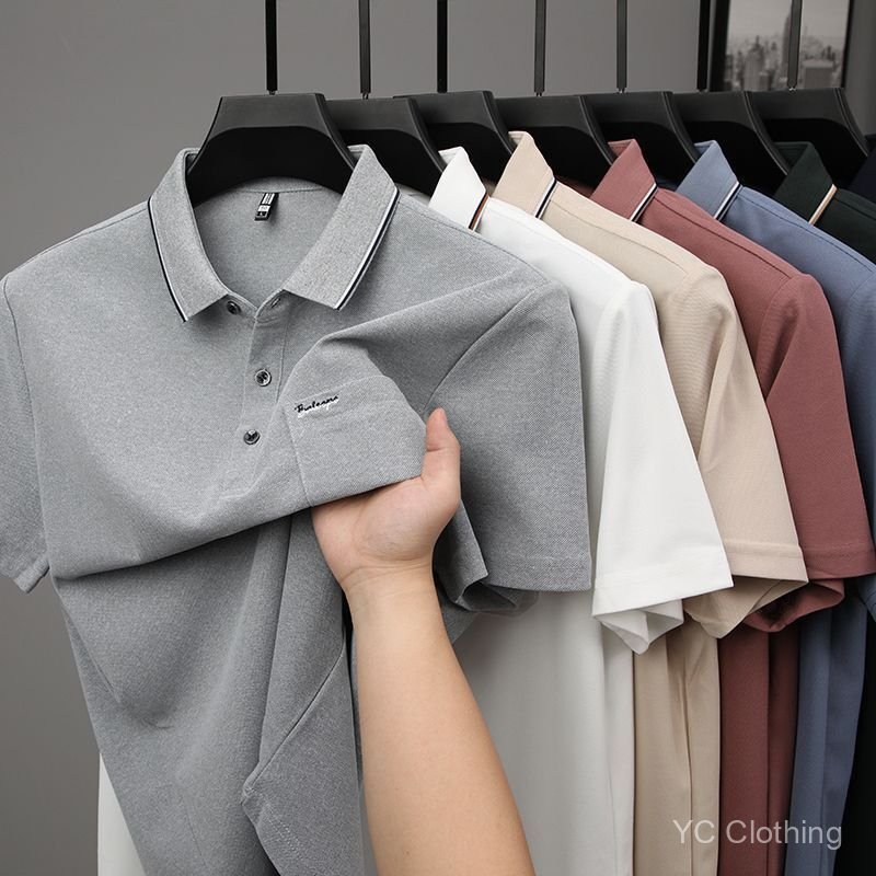 Áo thun nam polo cổ tròn mùa hè, có túi, phù hợp công sở