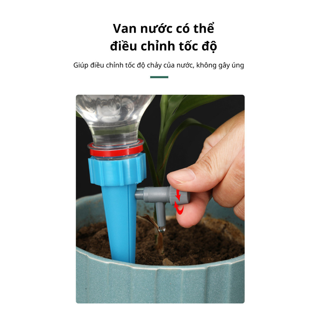 Đầu tưới cây nhỏ giọt gắn chai 10 cái van chỉnh nước tiện lợi Điều chỉnh dòng tưới ， Lắp đặt đơn giản،tránh ngập úng