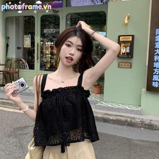 Khung Ảnh Mùa Hè Rỗng và Camisole Dệt Kim Màu Trơn Không Tay Cho Nữ