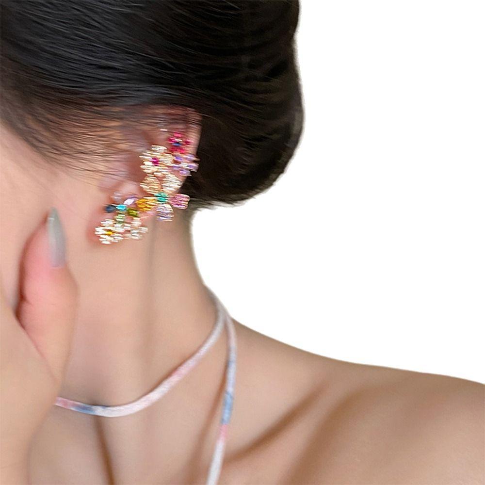 Móc tai dài IFANIN hoa nhiều màu sắc, thiết kế sang trọng từ hợp kim thời trang
