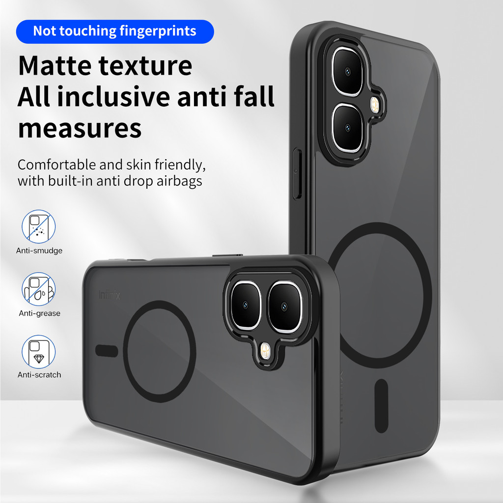 Ốp lưng Infinix Smart 10 Vỏ thu hút từ tính màu đen mờ cho vỏ điện thoại Infinix Smart 10