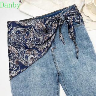 Khăn quàng cổ DANBY, Khăn quàng cổ hình tam giác in hoa lụa, Váy thắt lưng trang trí bằng vải Polyester cổ điển cá tính