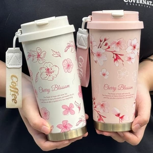 L Girls Thermos Cup 00616 / 500m / Cách nhiệt có giá trị cao 6-12 giờ / Ling Orchid Thép không gỉ Thermos Cup Văn phòng Cốc cà phê tiện dụng với cốc nước uống đôi