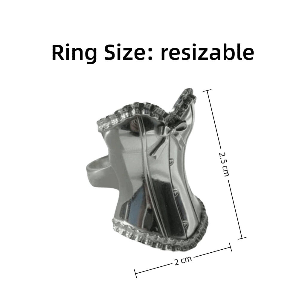 Nhẫn đeo tay IFANSIN, Nhẫn hình Corset có thể điều chỉnh hình học, Nhẫn công chúa nữ bằng kim loại thanh lịch dành cho nam nữ
