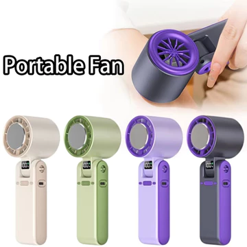 Quạt cầm tay cầm tay Mini có thể gập lại Quạt treo cổ 3000mAh Sạc đá nén Quạt làm mát Màn hình kỹ thuật số Máy làm mát không khí