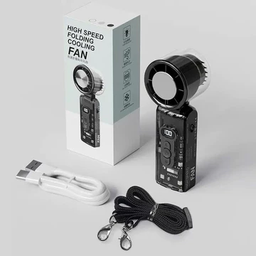 Quạt Cầm Tay Sò Lạnh FC08 Pin 2000mAh – Mini Gấp Gọn, Có Đèn LED, Dây Đeo Tiện Lợi, Quạt Cầm Tay Du Lịch Mùa Hè