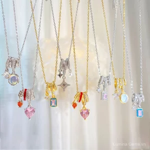Cảm giác cao cấp Mạ đồng 18k Vàng thật Bán chạy Vòng cổ tình yêu xuyên biên giới Zircon Xương đòn Dây chuyền tinh tế