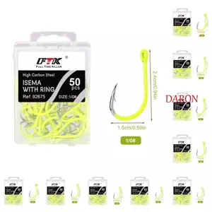 DARON 50 Cái / hộp Móc Câu Cá Thép Gai, Chống Rỉ Sét Bằng Thép Carbon Barb Móc Thép Carbon, Phụ Kiện Câu Cá Móc Huỳnh Quang Biển Linh Hoạt Mạnh Mẽ Dụng Cụ Câu Cá Biển