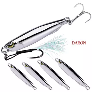 DARON Kim Loại Jig Mồi, 10g-80g Mạ Điện Nhân Tạo Mồi Cá Cứng, Đúc Xa Jigging Mồi Bề Mặt Gương Bạc Bionic Mồi Muỗng Spinner Mồi Trắng Đầu