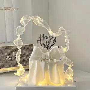 TRTR Ruy Băng Sinh Nhật Trang Trí Bánh Gạc Trắng Ruy Băng Đèn Trang Trí Ngày Lễ Tình Nhân Trang Trí Tiệc VN
